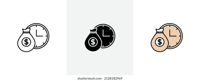 Fixed depost icon Outline sign symbol set