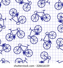 fixed gear on a notebook sheet. seamless pattern 