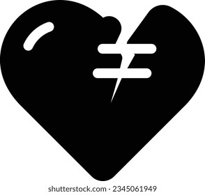 Fixed Heart Glyph Icon - Single Icon, Vector