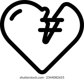 Fixed Heart Line Icon - Single Icon, Vector