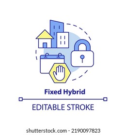 Fixed Hybrid Concept Icon. Workflow Management. Hybrid Work Model Abstract Idea Thin Line Illustration. Isolated Outline Drawing. Editable Stroke. Arial, Myriad Pro-Bold Fonts Used