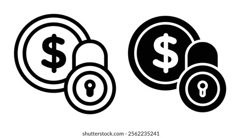 Fixed income Icons pack in outlined and flat versions