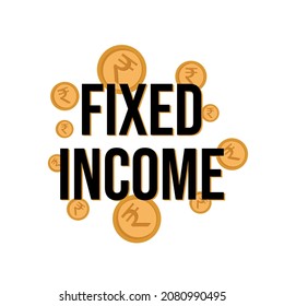 Fixed Income Salary Business Icon Label Badge Design Vector, Indian Rupees Coins
