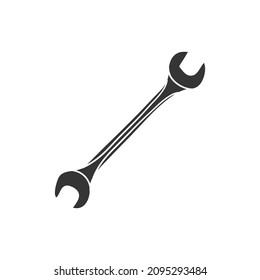 Fixed Keys Icon Silhouette Illustration. Repair Wrench Tool Vector Graphic Pictogram Symbol Clip Art. Doodle Sketch Black Sign.