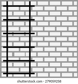 fixed ladder on white brick