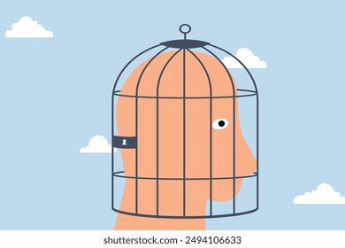 Fixed mindset, the birdcage lock of depressed scary human brain.