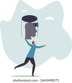 A mentalidade fixa, a emoção negativa se recusam a aprender qualquer coisa nova, medo ou bloqueio mental, supressão ou aversão disfunção.personagem para o design.