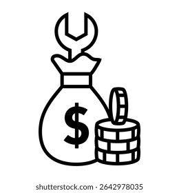 Fixed money icon outline set sign