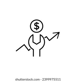 Fixed money vector icon. Limited budget symbol. Adjust repair cost sign in black and white color.