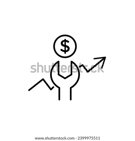 Fixed money vector icon. Limited budget symbol. Adjust repair cost sign in black and white color.