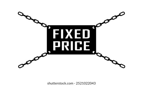 Emblema de preço fixo, silhueta isolada preta