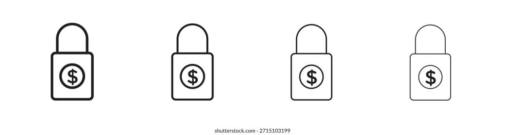 Conjunto de iconos de Precio fijo. Una colección de simples iconos negros de trazos finos