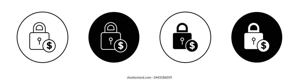 Fixed price icon set. lock price vector symbol. Fixed income, deposit, budget, cost or payment sign.