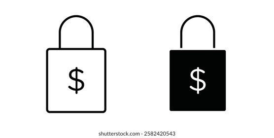 Fixed price icons pack vectors in black flat and strokes