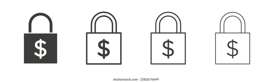 Fixed price icons set vectors graphic designs
