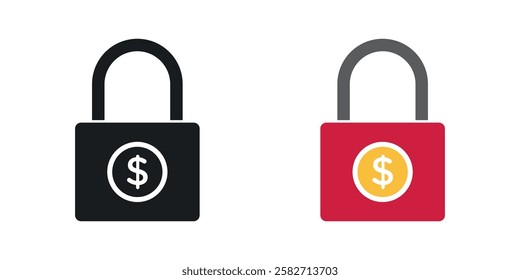 Fixed price icons set vectors black and colored style