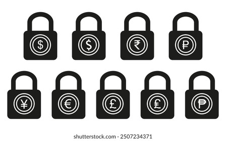 Fixed price lock icon. Price locked icon symbol. Fixed cost payment padlock.