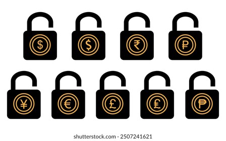 Fixed price lock icon. Price locked icon symbol. Secure payment icon.