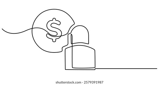 Fixed price solid icon continuous one line drawing, actual cost, actual price, fixed price, fixed cost, product cost, purchasing solid glyph icon, Fixed price icon thin line illustration, flat line.