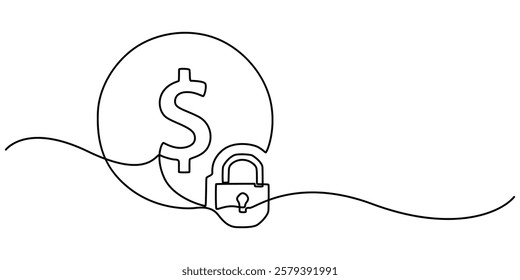 Fixed price solid icon continuous one line drawing, actual cost, actual price, fixed price, fixed cost, product cost, purchasing solid glyph icon, Fixed price icon thin line illustration, flat line.