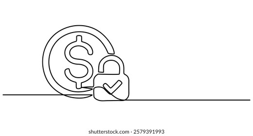 Fixed price solid icon continuous one line drawing, actual cost, actual price, fixed price, fixed cost, product cost, purchasing solid glyph icon, Fixed price icon thin line illustration, flat line.