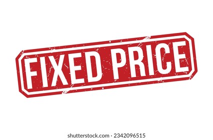 Sello de caucho rojo de precio fijo en fondo blanco. Señal de marca de precio fijo. Sello de precio fijo.