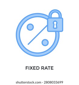 Fixed Rate Icon Lineal Blue Style. Vector Illustration For Graphic Design