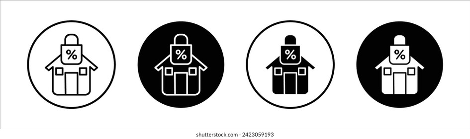 Juego de iconos de línea fija de hipoteca de tasa fija. Hipoteca de tasa fija Vector de ilustración de línea delgada