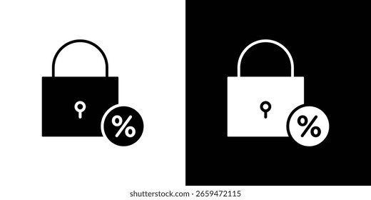 Icono de hipoteca de tasa fija silueta aislada sobre fondo blanco. Ilustración vectorial.
