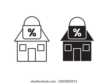 Fixed rate mortgage icon set. vector illustration