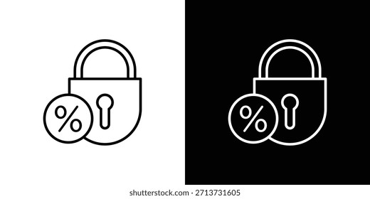 Icono de hipoteca de tasa fija. Símbolo plano simple. Ilustración de pictograma de contorno negro perfecto