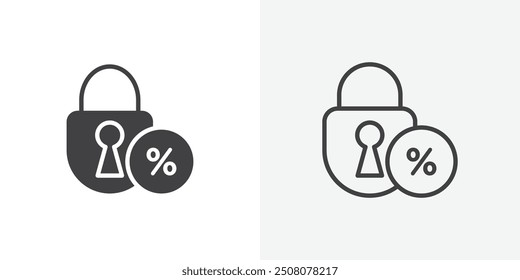 Fixed rate mortgage icon in solid and outlined style