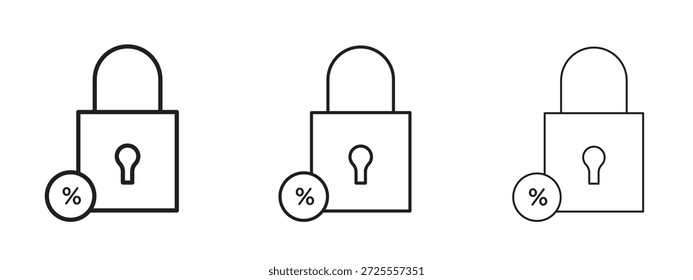 Símbolo de línea delgada del icono de la hipoteca de la tasa fija en el fondo blanco, Ilustración vectorial editable del movimiento