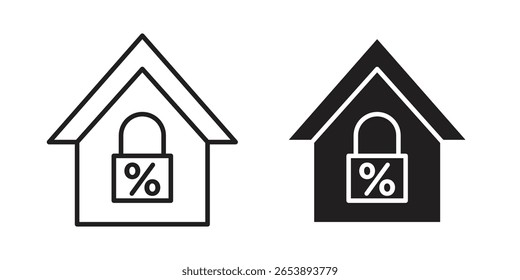 Ilustração do vetor do ícone de hipoteca de taxa fixa em um fundo transparente.