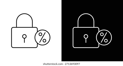 Vector Contorno del logotipo del ícono de la hipoteca de tasa fija. símbolos de línea delgada