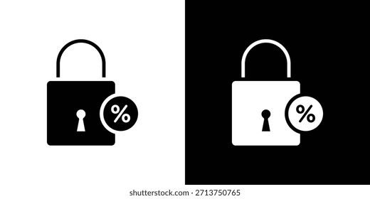 Icono de hipoteca de tasa fija. Ilustración vectorial. Silueta en color negro