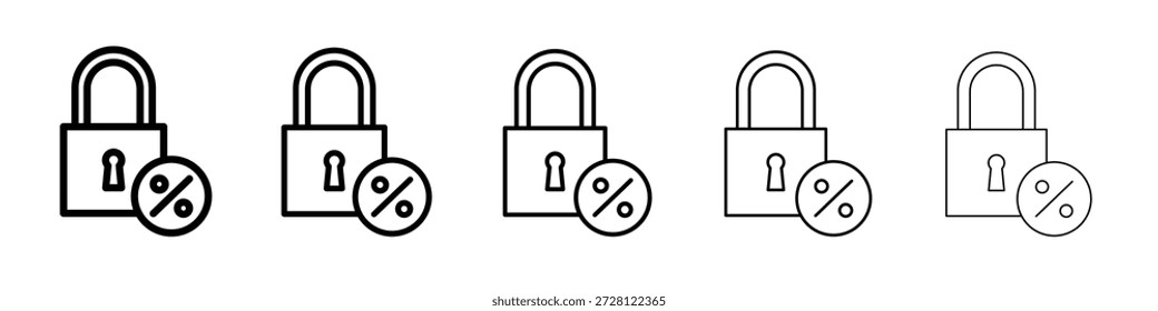 Fester Zinssatz Hypotheken-Icon-Vektor in editierbarem linearen Piktogramm