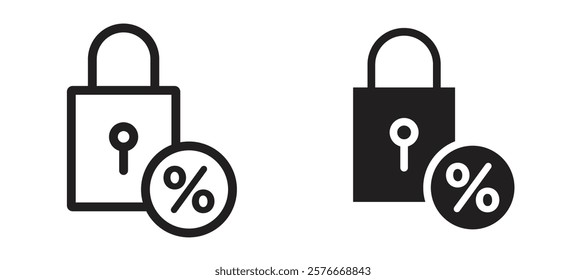 Fixed rate mortgage icons in outline and stroke versions