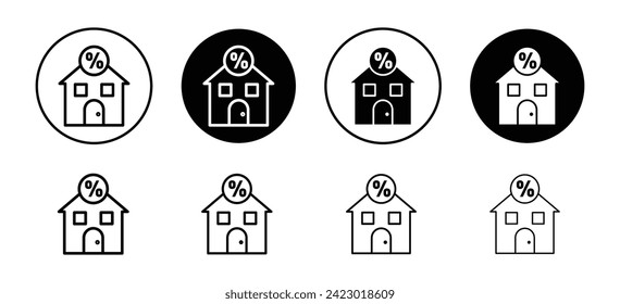 Colección de iconos de vectores hipotecarios a tasa fija. Icono de esquema de hipoteca de tipo fijo.