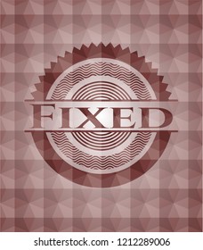 Fixed red emblem or badge with abstract geometric pattern background. Seamless.