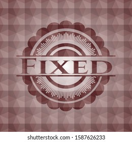 Fixed red emblem or badge with abstract geometric pattern background. Seamless.