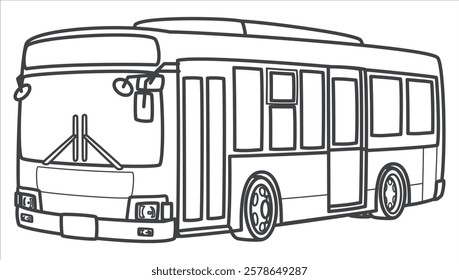 Fixed route bus. Vehicle. Vector illustration.