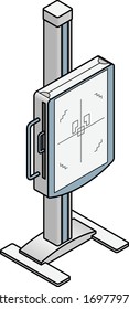 A fixed stand-up / standing x-ray machine.