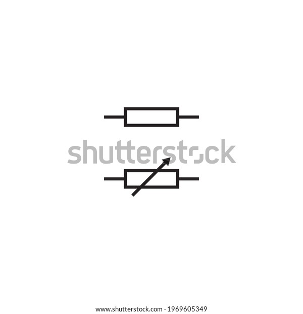 fixed and variable\
resistor symbols, electronic circuit symbols, fixed and variable\
resistor icons, simple fixed and variable resistor vector icons,\
for electronic circuits