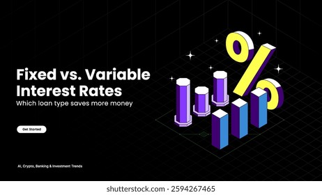 Fixed vs. Variable Interest Rates – Loan Comparison Illustrated with Bank Rates, Mortgage Planning, and Borrowing Strategies | Personal Finance and Banking Vector Design