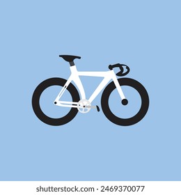 Fixed-gear city bike in modern style. Single-speed retro road bicycle with chain, frame and cog wheel. Urban racer. Flat vector illustration of fixie cycle