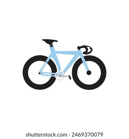 Fixed-gear city bike in modern style. Single-speed retro road bicycle with chain, frame and cog wheel. Urban racer. Flat vector illustration of fixie cycle