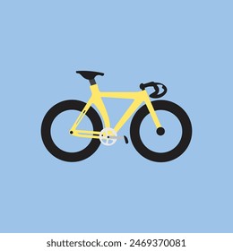 Fixed-gear city bike in modern style. Single-speed retro road bicycle with chain, frame and cog wheel. Urban racer. Flat vector illustration of fixie cycle