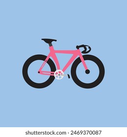 Fixed-gear city bike in modern style. Single-speed retro road bicycle with chain, frame and cog wheel. Urban racer. Flat vector illustration of fixie cycle