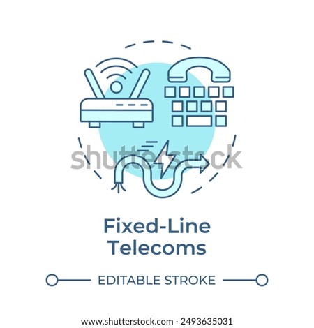 Fixed-line telecoms soft blue concept icon. Wired connection. Landline communication. Telecommunication service. Round shape line illustration. Abstract idea. Graphic design. Easy to use in brochure